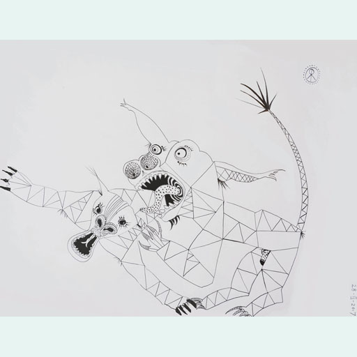 art, monsters, fight, neo-cubism, drawing