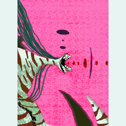 art, pink monster, expressionism, painting